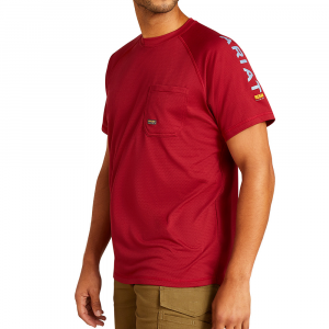 Ariat Mens 10048751 Rebar Heat Fighter Short Sleeve T-Shirt - Tibetan Red / Infinity Heather 3X-Large Tall