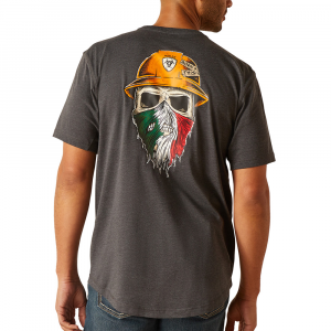 Ariat Mens 10049063 Rebar Workman Born For This T-Shirt - Charcoal / Mexico Flag 2X-Large Regular