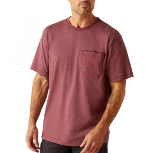 Ariat Mens 10048985 Rebar Workman 360 AIRFLOW Short Sleeve T-Shirt - Burgundy Heather Large Regular