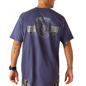 Ariat Mens 10048981 Rebar Cotton Strong Stacking Dimes Short Sleeve T-Shirt - Blue Indigo X-Large Regular