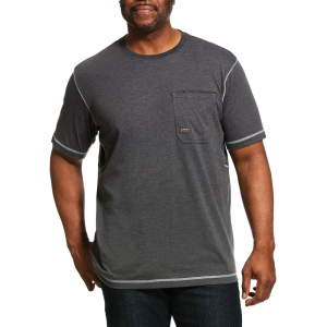 Ariat Mens 10030306 Closeout Rebar Short Sleeve Crew - Charcoal Heather 2X-Large Tall