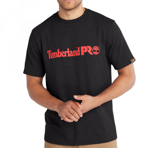 Timberland PRO Mens A6EXY Core Linear Logo Short Sleeve T-Shirt - Black / Classic Red 2X-Large Regular