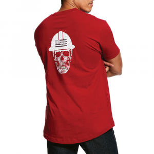 Ariat Mens 10030302 Closeout Rebar Cottonstrong Roughneck T-Shirt - Rio Red Small Regular