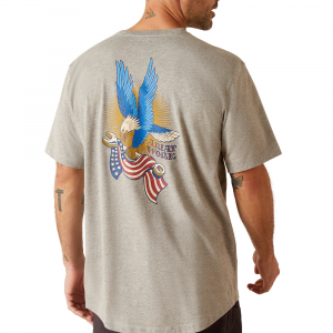 Ariat Men's 10048987 Rebar Workman Victory Eagle Short Sleeve T-Shirt - Heather Gray Large Tall
