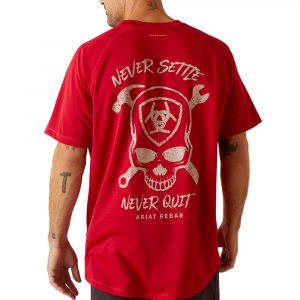 Ariat Mens 10048971 Rebar Heat Fighter Jolly Wrencher Short Sleeve T-Shirt - Jester Red Medium Regular