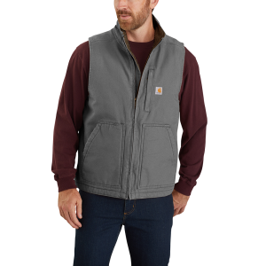 Carhartt Carhartt Mens 104277 Washed Duck Mock Neck Vest - Sherpa Lined - Gravel X-Large Tall - $99.99 at Dungarees
