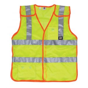 CAT Men's 1320020 Flame Resistant Hi-Vis 5 Point Safety Vest - Hi Vis Yellow M/L