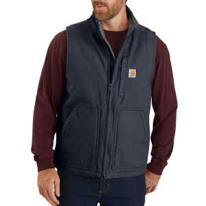 Carhartt Carhartt Mens 104277 Washed Duck Mock Neck Vest - Sherpa Lined - Navy X-Large Regular - $89.99 at Dungarees