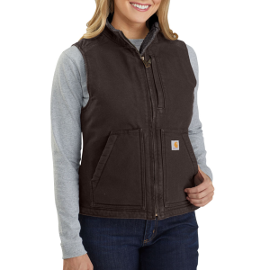 Carhartt Carhartt  104224 Women's Washed Duck Mock Neck Vest - Sherpa Lined - Dark Brown 3X-Large Plus - $89.99 at Dungarees