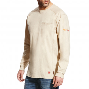 Ariat Mens 10022328 Flame-Resistant Air Long Sleeve Crew - Sand Heather X-Large Tall