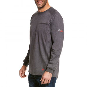 Ariat Mens 10027888 Flame-Resistant Air Long Sleeve Crew - Charcoal Heather 3X-Large Regular