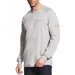 Ariat Mens 10022329 Flame-Resistant Air Long Sleeve Crew - Silver Fox Heather X-Large Tall