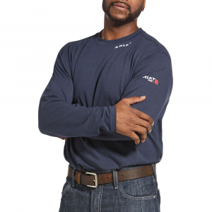 Ariat Men's 10033210 Flame-Resistant Base Layer T-Shirt - Navy 2X-Large Regular