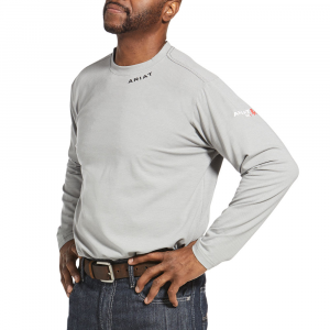 Ariat Mens 10033209 Flame-Resistant Base Layer T-Shirt - Silver Fox X-Large Regular