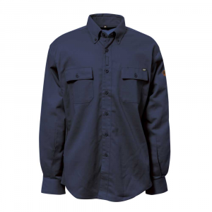 CAT Mens 1610002 Flame Resistant Work Shirt With Stretch Panels - FR Navy 4X-Large Regular