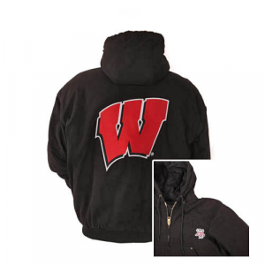 TeamWorx Men's 36WI Wisconsin Canvas Hooded Jacket - Black X-Large Regular