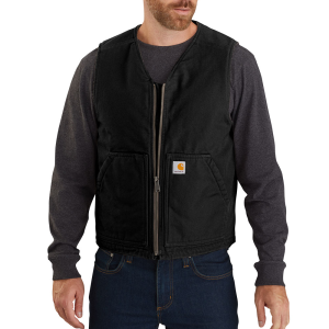 Carhartt Carhartt Men's 104394 Washed Duck Vest - Sherpa Lined - Black Small Regular - $89.99 at Dungarees