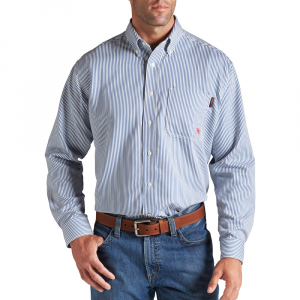 Ariat Mens 10012250 Flame-Resistant Work Shirt - Bold Blue Stripe X-Large Regular