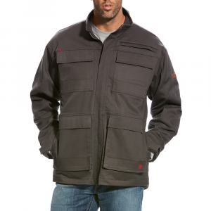Ariat Mens 10023991 Flame-Resistant Canvas Stretch Jacket - Dark Gray X-Large Regular