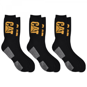 CAT Men's CT393897TB Ticking Stripe Boot Sock 3-Pack - Black Large
