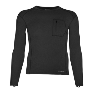 Carhartt Carhartt Men's MBL119 Force Midweight Synthetic-Wool Blend Base Layer Crewneck Pocket Top - Black Heather Small Regular - $54.99 at Dungarees