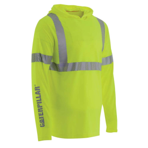 Cat CAT Men's 1510567 ANSI Hi-Vis UPF Hooded Banner Long Sleeve Tee - Hi Vis Yellow Small Regular - $49.99 at Dungarees
