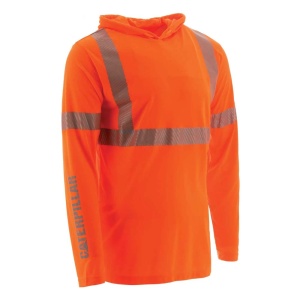 Cat CAT Mens 1510567 ANSI Hi-Vis UPF Hooded Banner Long Sleeve Tee - Hi Vis Orange 2X-Large Regular - $49.99 at Dungarees