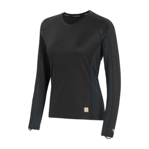 Carhartt Carhartt  UM0218W Women's Force Midweight Micro-Grid Base Layer Crewneck - Black X-Small Regular - $49.99 at Dungarees