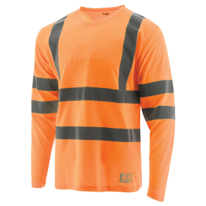 Cat CAT Mens 1510456 Hi-Vis Long Sleeve Tee - Hi Vis Orange Medium Regular - $34.99 at Dungarees