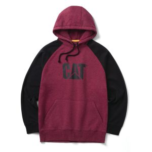 Cat CAT Mens 1050024 Colorblock Raglan Hooded Sweatshirt - Carmanere Heather / Black Medium Regular - $49.99 at Dungarees