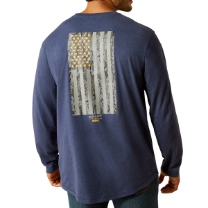 Ariat Ariat Men's 10052709 Rebar Workman Reflective Flag Graphic Long Sleeve T-Shirt - Navy Heather 3X-Large Regular - $44.95 at Dungarees