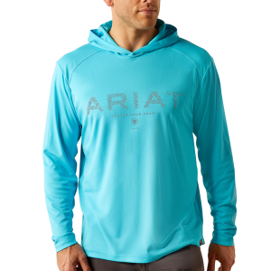 Ariat Ariat Mens AR2195 Rebar Sunblocker Craft Hooded T-Shirt - Blue Atoll X-Large Tall - $49.95 at Dungarees