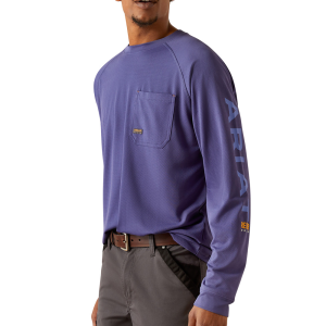 Ariat Men's 10055092 Rebar Heat Fighter Long Sleeve T-Shirt - Skipper Blue 3X-Large Regular
