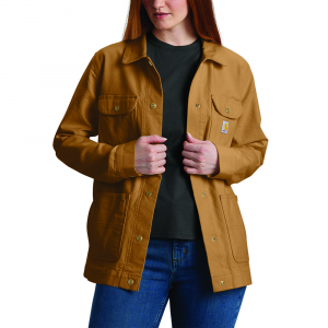 Carhartt  106812 Women's Rugged Flex Loose Fit Canvas Chore Coat - Carhartt Brown Medium Regular