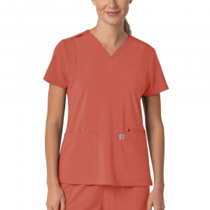 Carhartt  C13210 Women's Force Cross-Flex Modern Fit Flex Panel Top - Dusty Cedar 3X-Large Regular