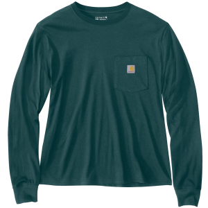 Carhartt  106121 Women's TENCEL Fiber Series  Loose Fit Lightweight Long-Sleeve Crewneck Pocket T-Shirt - Greenstone 3X-Large Plus