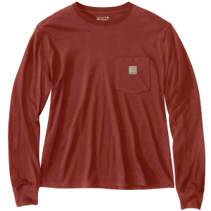 Carhartt  106121 Women's TENCEL Fiber Series  Loose Fit Lightweight Long-Sleeve Crewneck Pocket T-Shirt - Spice Red 3X-Large Plus