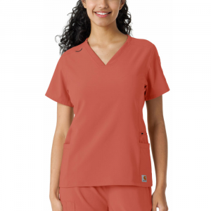 Carhartt  C13310 Women's Cross-Flex Modern Fit Oversized V-Neck Top - Dusty Cedar X-Large Regular