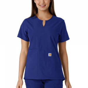 Carhartt  C12413 Women's Force Essentials Modern Fit Notch Neck Tunic Top with Knit Panels - Galaxy Blue Small Regular
