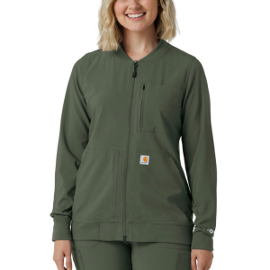 Carhartt  C82410 Women's Force Cross-Flex Lightweight Scrub Jacket - Olive 3X-Large Regular