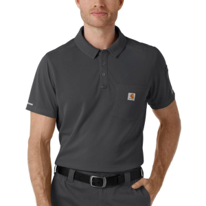 Carhartt Mens C16119 Rugged Flex RSCU Modern Fit Lightweight Short Sleeve Polo - Pewter Medium Regular