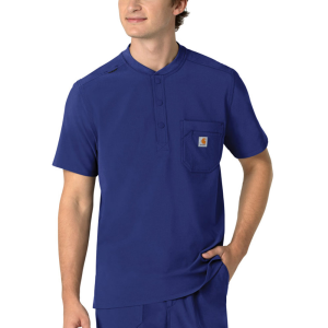Carhartt Men's C16310 Cross-Flex Modern Fit Henley Scrub Top - Galaxy Blue X-Large Regular