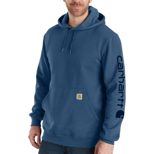 Carhartt Mens K288 Factory 2nd Loose Fit Midweight Logo Sleeve Graphic Sweatshirt - Deep Ocean Heather Medium Regular