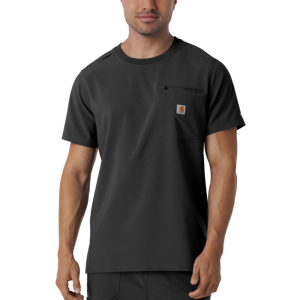Carhartt Men's C16510 Men's Force Cross-Flex Crew Neck Scrub Top - Black 2X-Large Regular