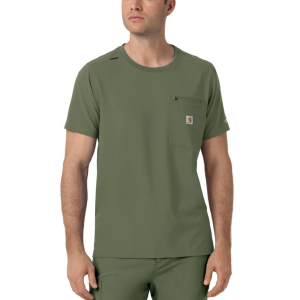 Carhartt Mens C16510 Men's Force Cross-Flex Crew Neck Scrub Top - Olive 2X-Large Regular