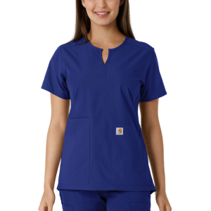 Carhartt  C12413 Women's Force Essentials Modern Fit Notch Neck Tunic Top with Knit Panels - Galaxy Blue X-Large Regular