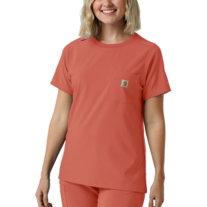 Carhartt  C13510 Women's Force Crew Neck Scrub Top - Dusty Cedar 3X-Large Regular