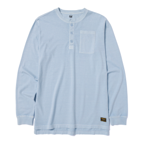 Cat CAT Mens 1010235 Pigment Dyed Long Sleeve Henley - Blue Fog 3X-Large Regular - $39.99 at Dungarees