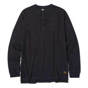 Cat CAT Mens 1010235 Pigment Dyed Long Sleeve Henley - Black 2X-Large Regular - $34.99 at Dungarees