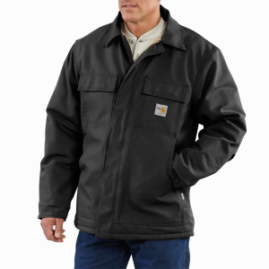 Carhartt Mens 101618 Closeout Flame-Resistant Duck Traditional Coat - Quilt Lined - Black X-Large Regular